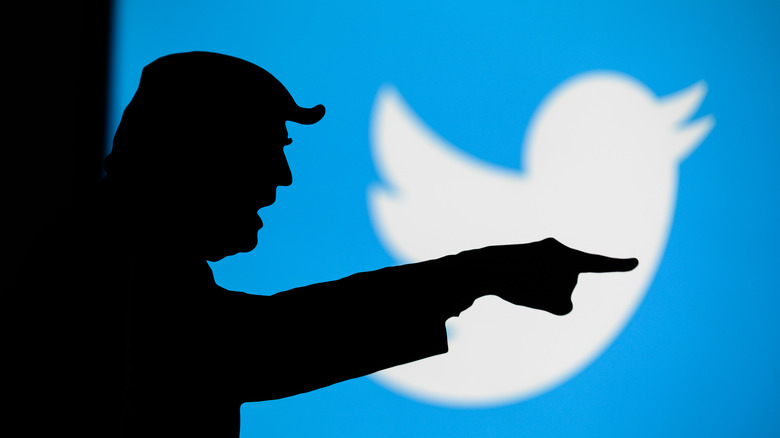 Trump silhouette with Twitter logo