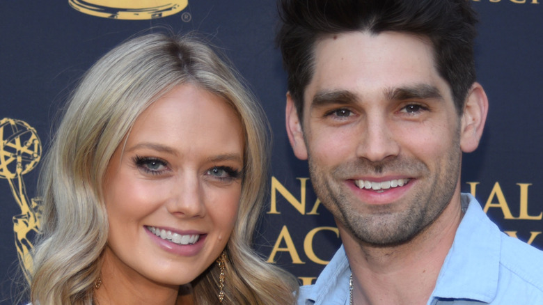 Melissa Ordway and Justin Gaston posing