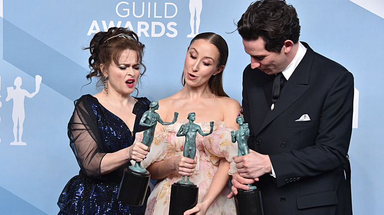 The Crown cast with their awards