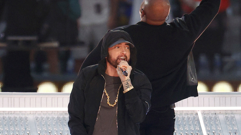 Eminem performing at Super Bowl halftime show