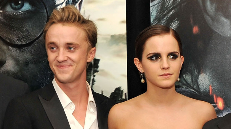 Emma Watson, who played Hermione in Harry Potter, with co-star Tom Felton