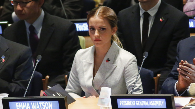 Emma Watson, who played Hermione in Harry Potter, at a UN HeForShe event