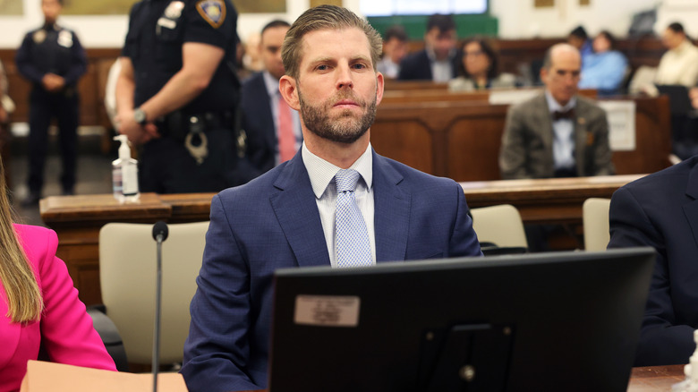 Eric Trump attending the Trump civil trial in New York