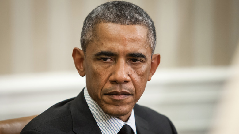 Barack Obama looking serious