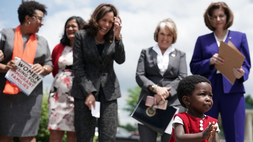 Kamala Harris with the Obamas