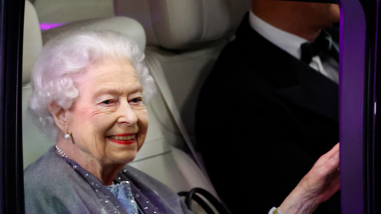 Queen Elizabeth in a car