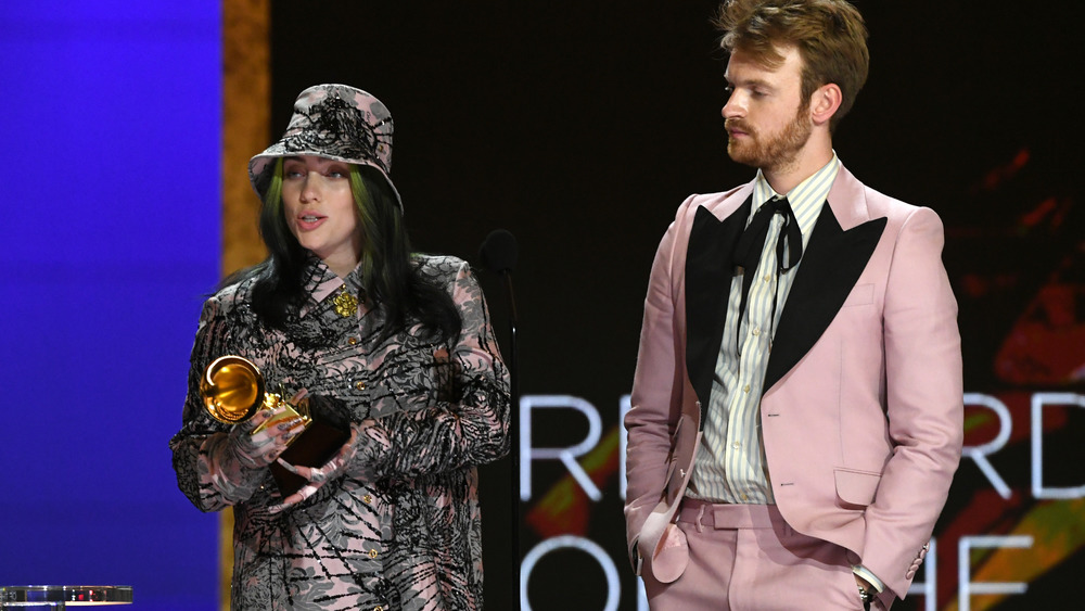 Billie Eilish accepting Grammy award