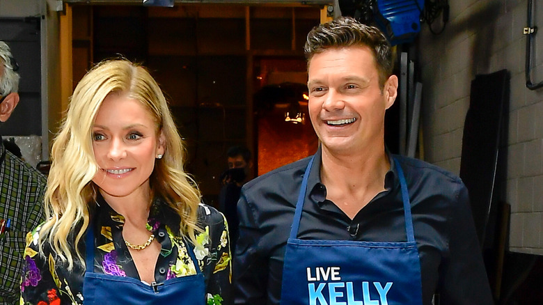 Kelly Ripa and Ryan Seacrest on set in New York City 