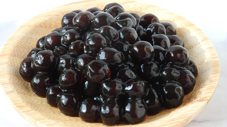 A bowl of black boba 