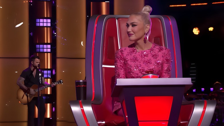 Gwen Stefani judging a blind audition on "The Voice"