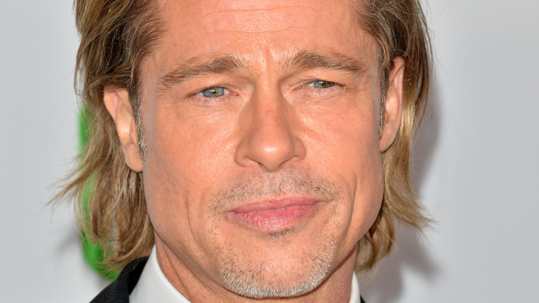 Brad Pitt smirks.