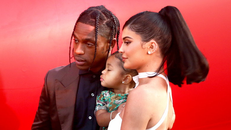 Travis Scott, Stormi Webster, Kylie Jenner, red carpet