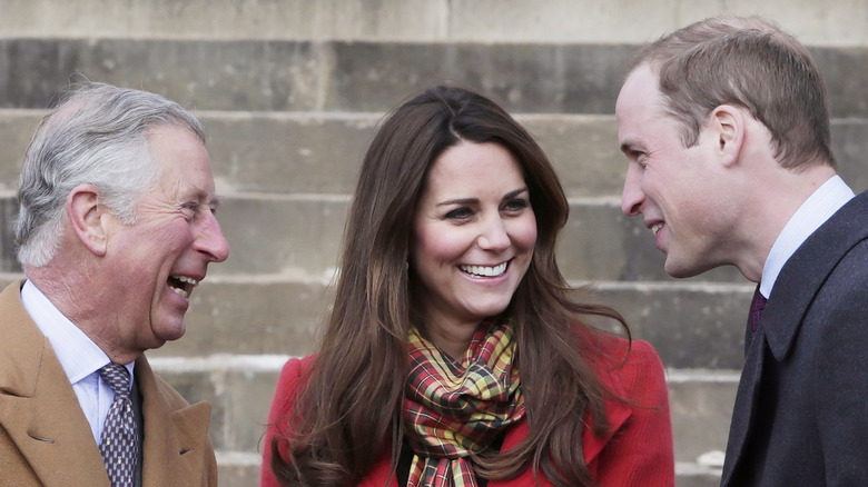 Prince Charles, Kate Middleton and Prince Harry share a laugh