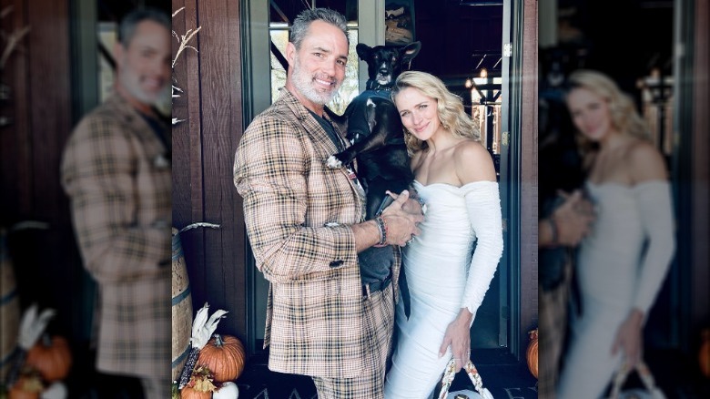 Victor Webster and Shantel VanSanten posing at home