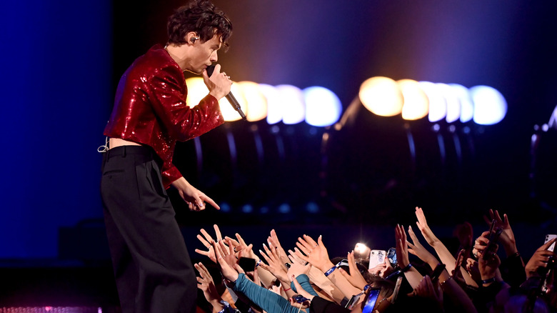 Harry Styles performing during BRIT awards