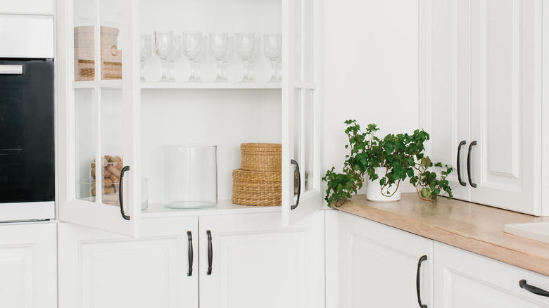 white glass cabinet