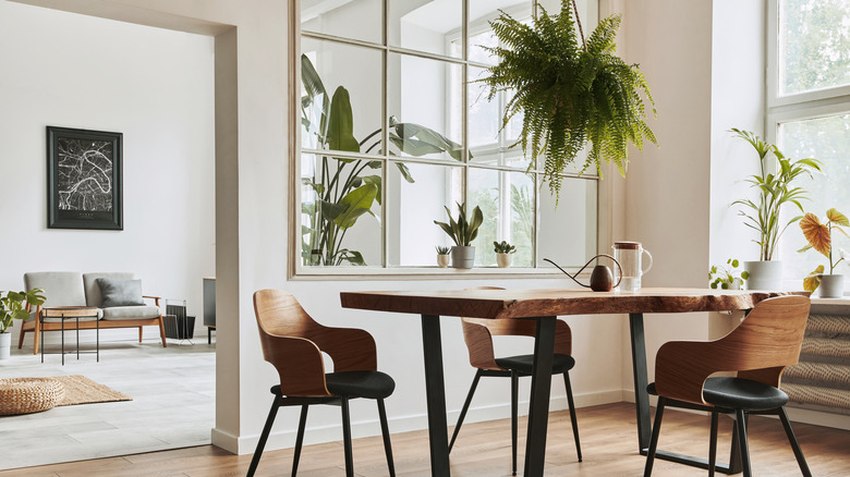 dining room with plants