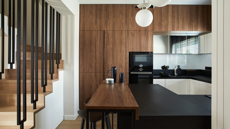 brown panel kitchen interior