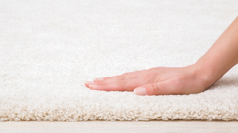 hand on white rug