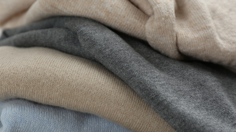 Stack of cashmere sweaters