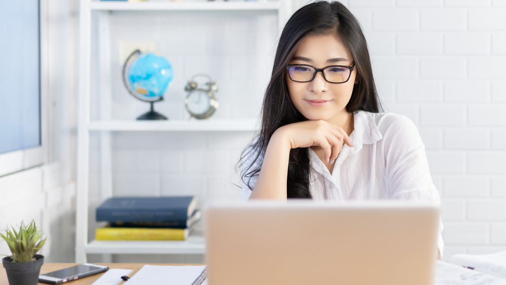 Woman using laptop