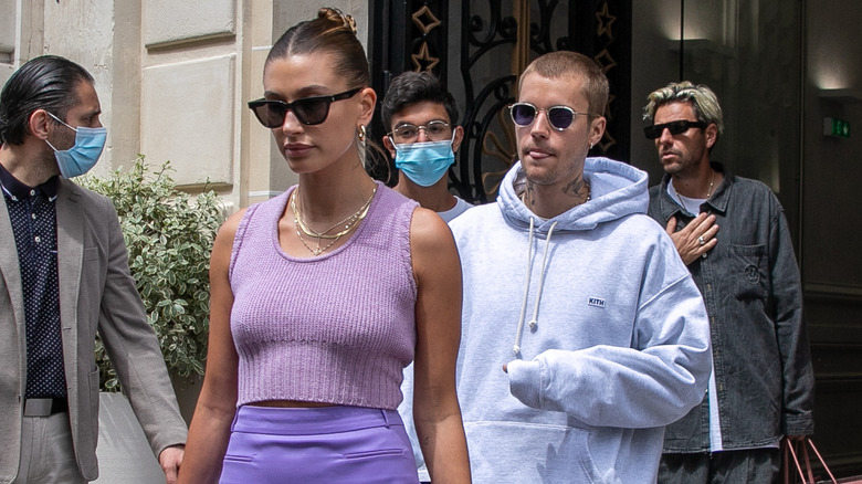 Justin Bieber and Hailey Bieber walking