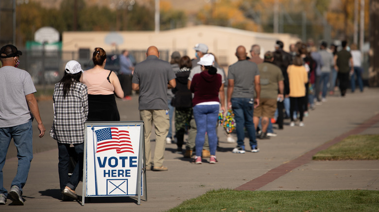 Voters lining up to vote in November 2020