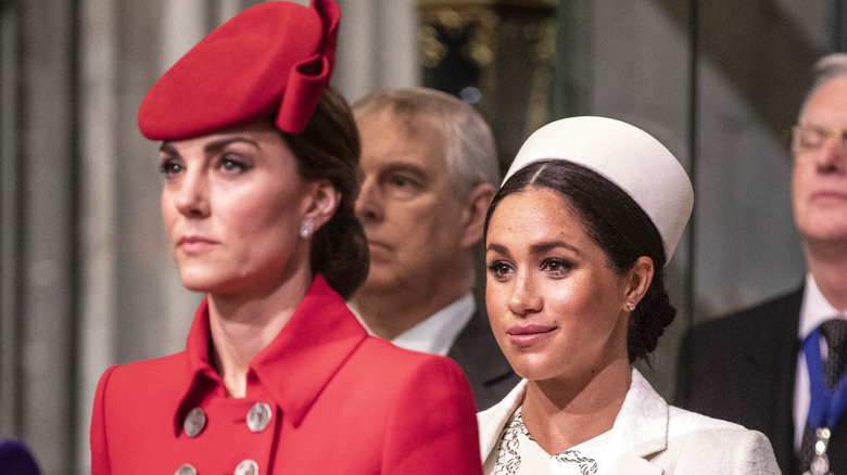 Meghan Markle and Kate Middleton during a royal event. 