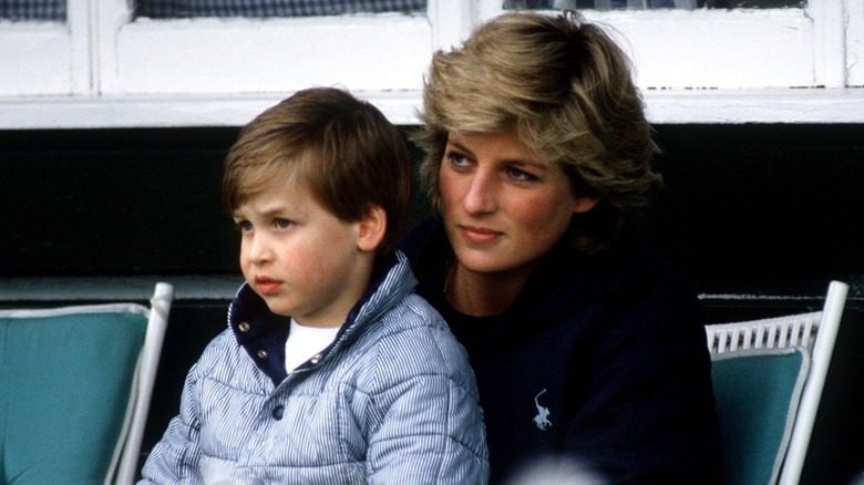 Prince William sitting on Princess Diana's lap