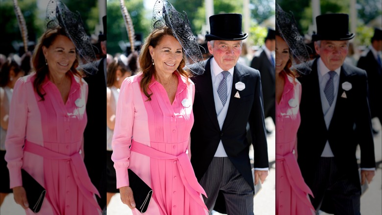 Carole and Michael Middleton walking together