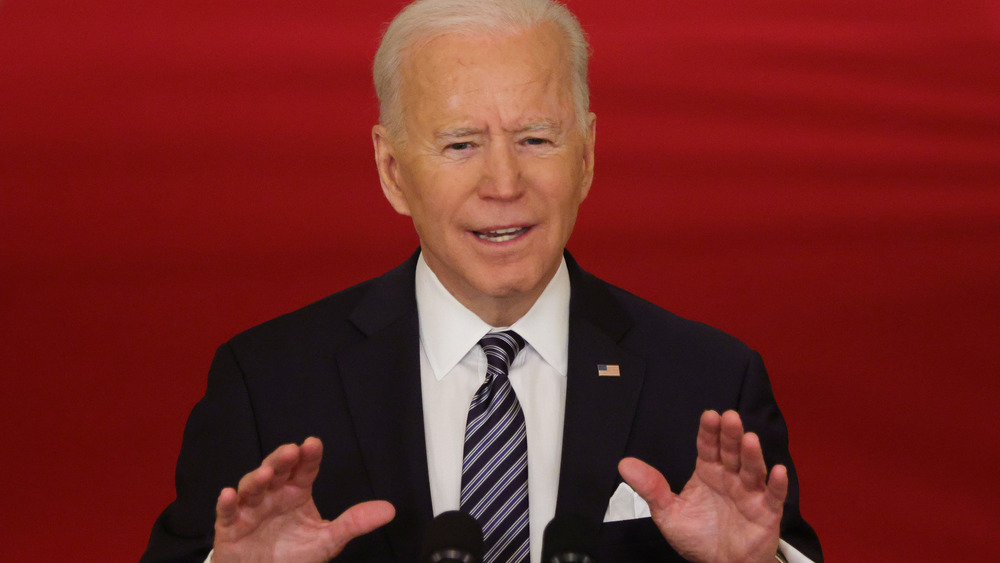 President Joe Biden speaking at the White House