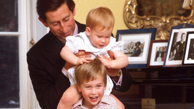 Young King Charles with Harry and Prince William