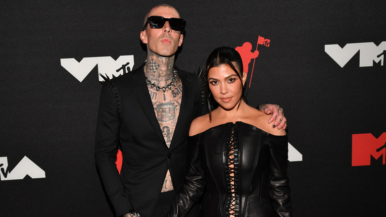 Kourtney Kardashian and Travis Barker on the red carpet