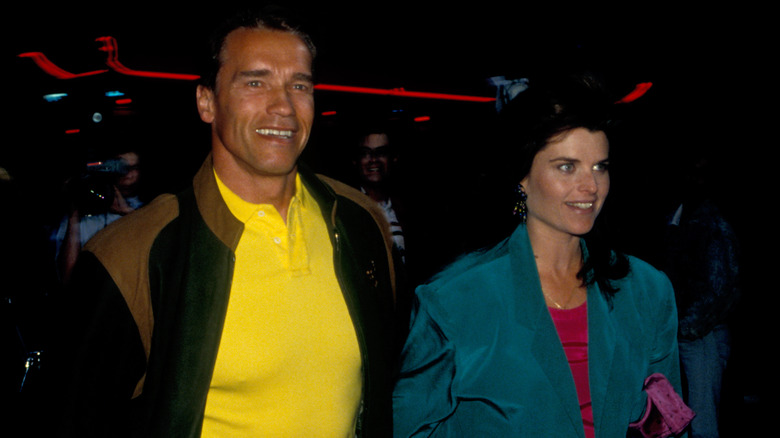 Maria Shriver and Arnold Schwarzenegger taking a walk