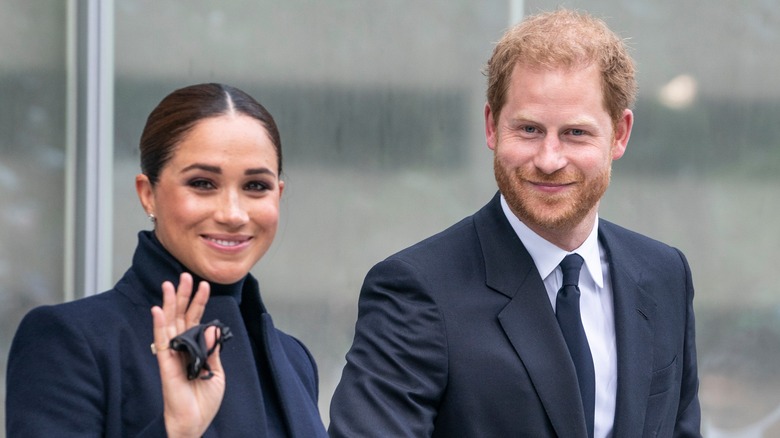 Prince Harry & Meghan Markle waving