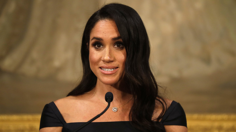 Meghan Markle makes a speech in New Zealand.