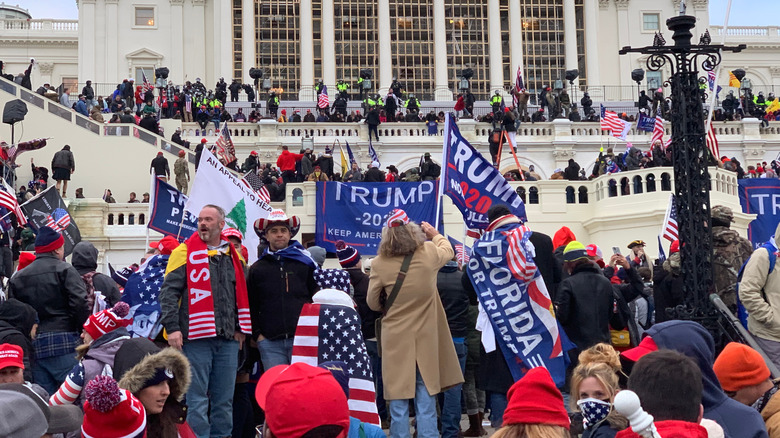 Rioters on the steps of the Capitol