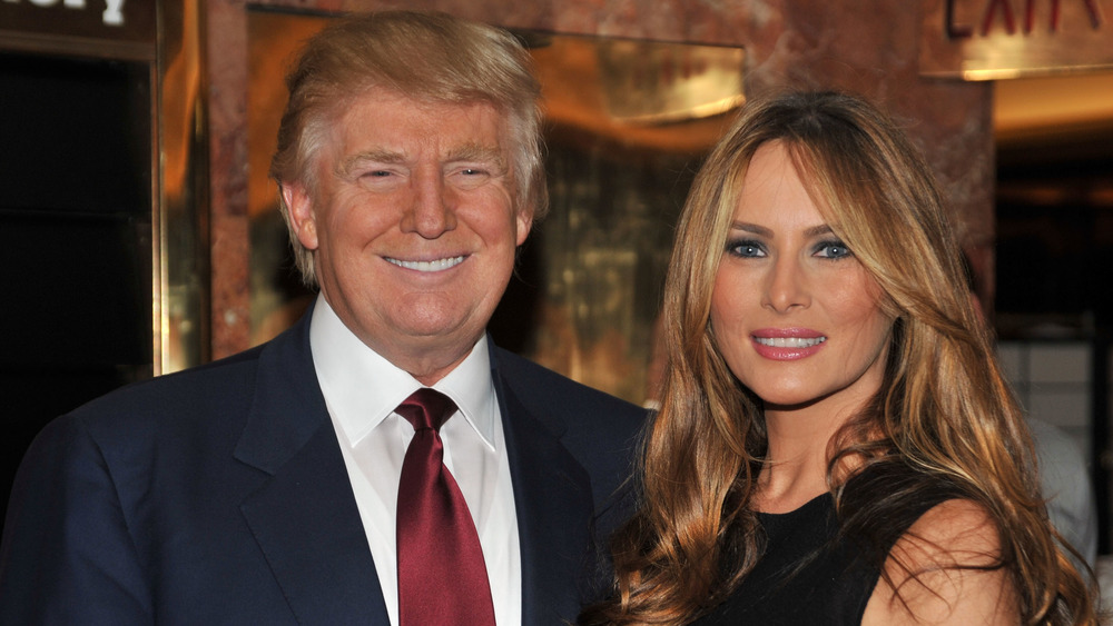 Melania and Donald Trump at Trump Tower, smiling