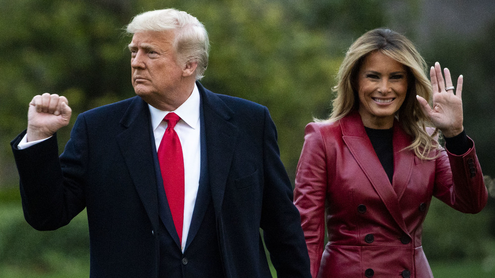 Donald and Melania Trump waving