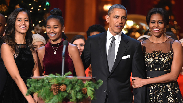 The Obamas smiling