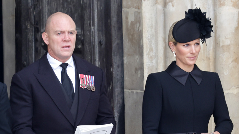 Mike and Zara Tindall at Queen Elizabeth's funeral