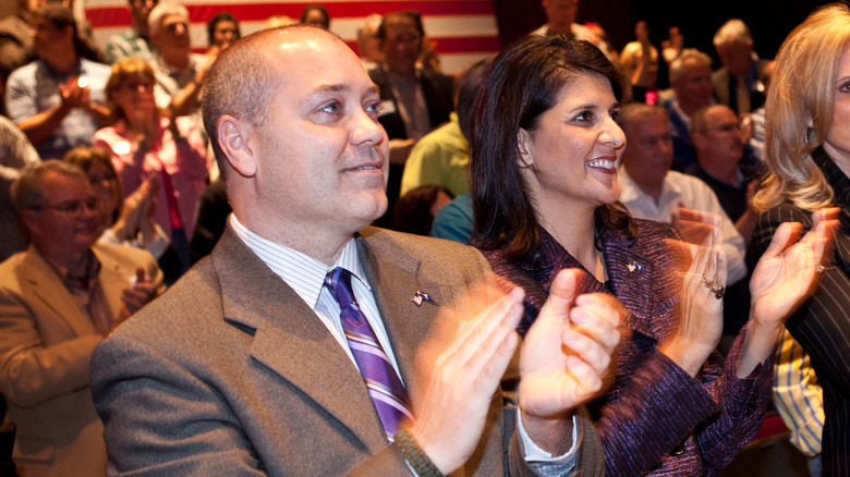 Nikki and Michael Haley clapping