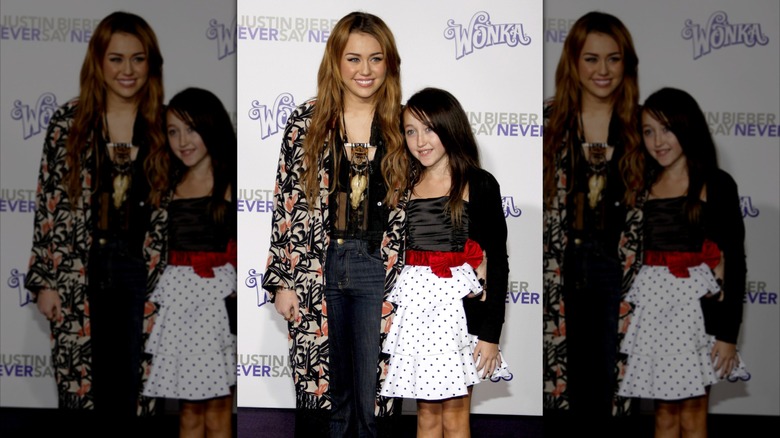 Miley Cyrus and Noah Cyrus at the 2011 premiere of "Justin Bieber: Never Say Never"