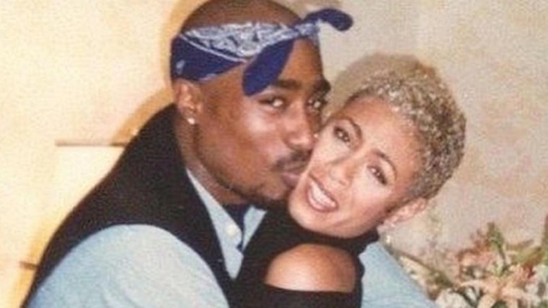 Tupac Shakur kissing Jada Pinkett Smith