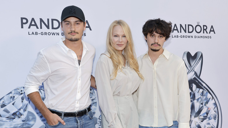 Pamela Anderson with her sons, Dylan and Brian, in September 2023