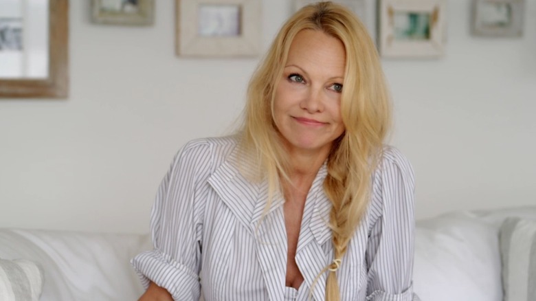 Pamela Anderson looking uncertain in "Pamela's Garden of Eden"