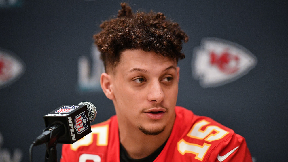 Footballer Patrick Mahomes at press conference