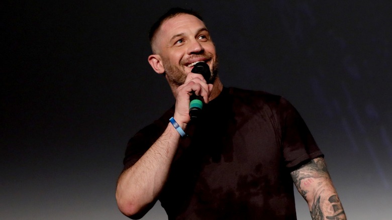 Tom Hardy with microphone