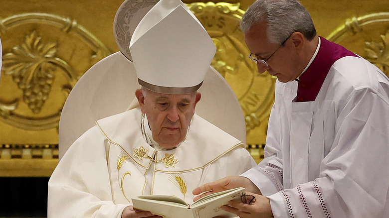 Pope Francis during service