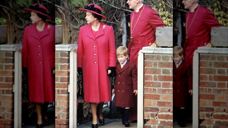 Prince Harry as a child with Queen Elizabeth